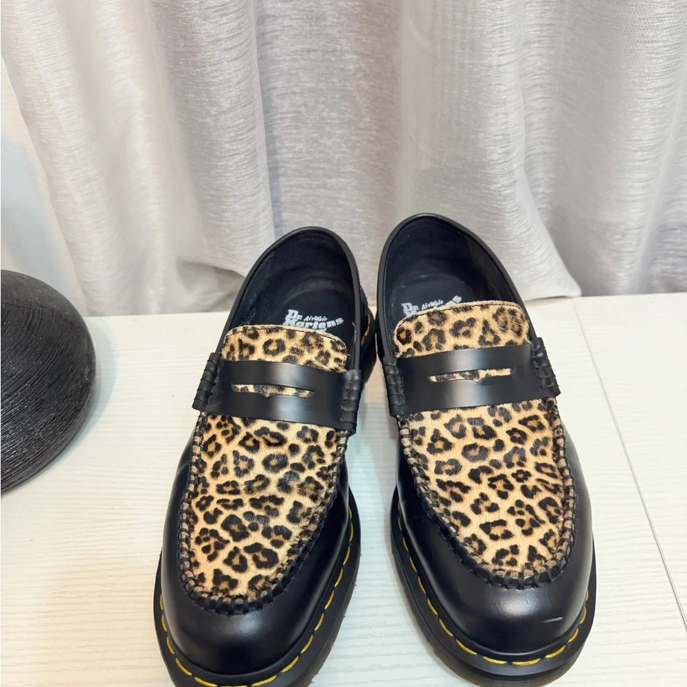 Dr. Martens Black and Leopard Print Loafers - Picture 7 of 12